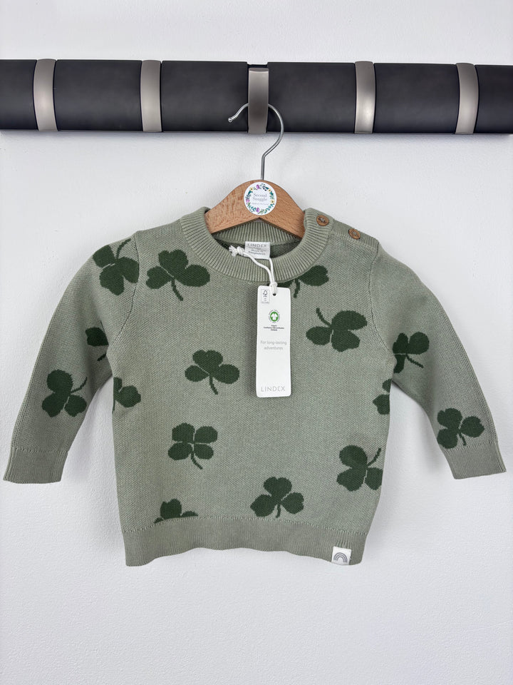 Lindex Green Clover Knit Jumper 4–6 Months-Jumpers-Second Snuggle Preloved