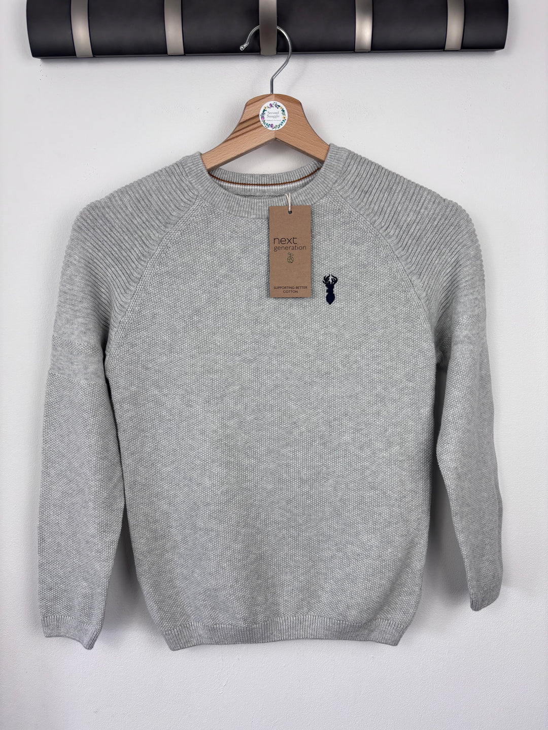 Next Grey Jumper With Stag Logo 8 Years-Jumpers-Second Snuggle Preloved