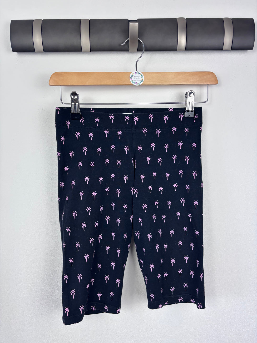 M&S Black Palm Tree Print Cycling Shorts 12-13 Years-Shorts-Second Snuggle Preloved