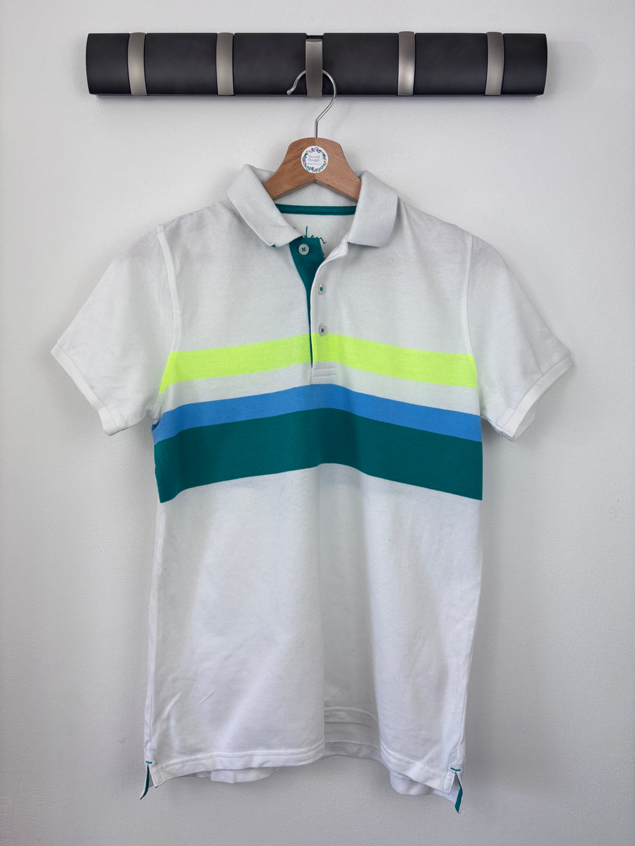 Boden White Striped Polo Shirt 13–14 Years-Tops-Second Snuggle Preloved