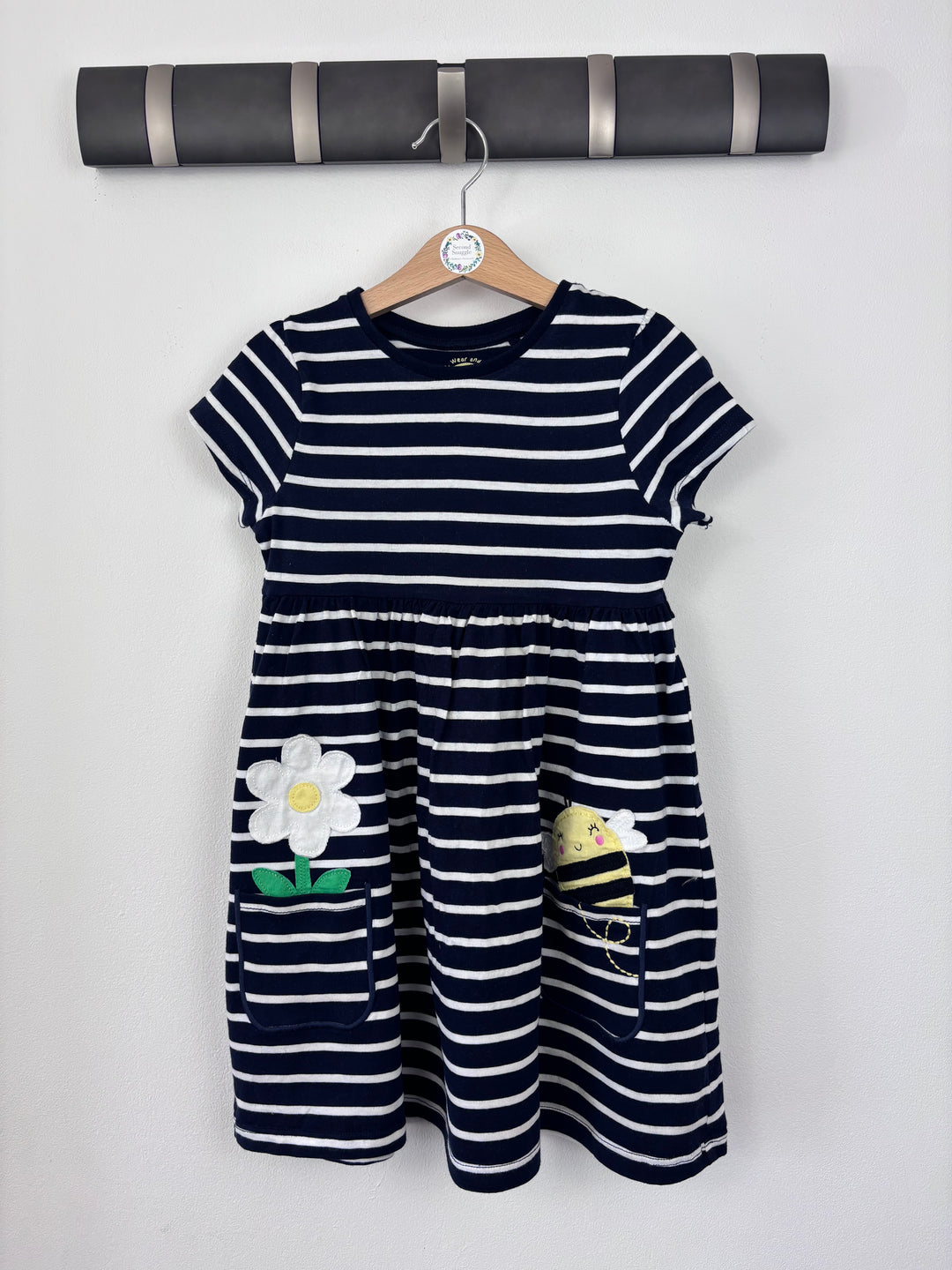 F&F Navy Stripe Bee Dress 5–6 Years-Dresses-Second Snuggle Preloved