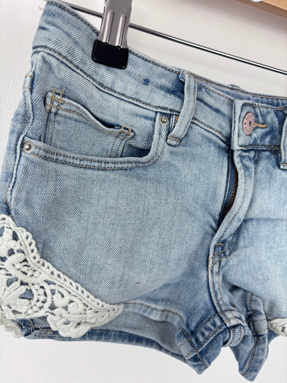 H&M Denim Lace Trim Shorts 7-8 Years-Shorts-Second Snuggle Preloved