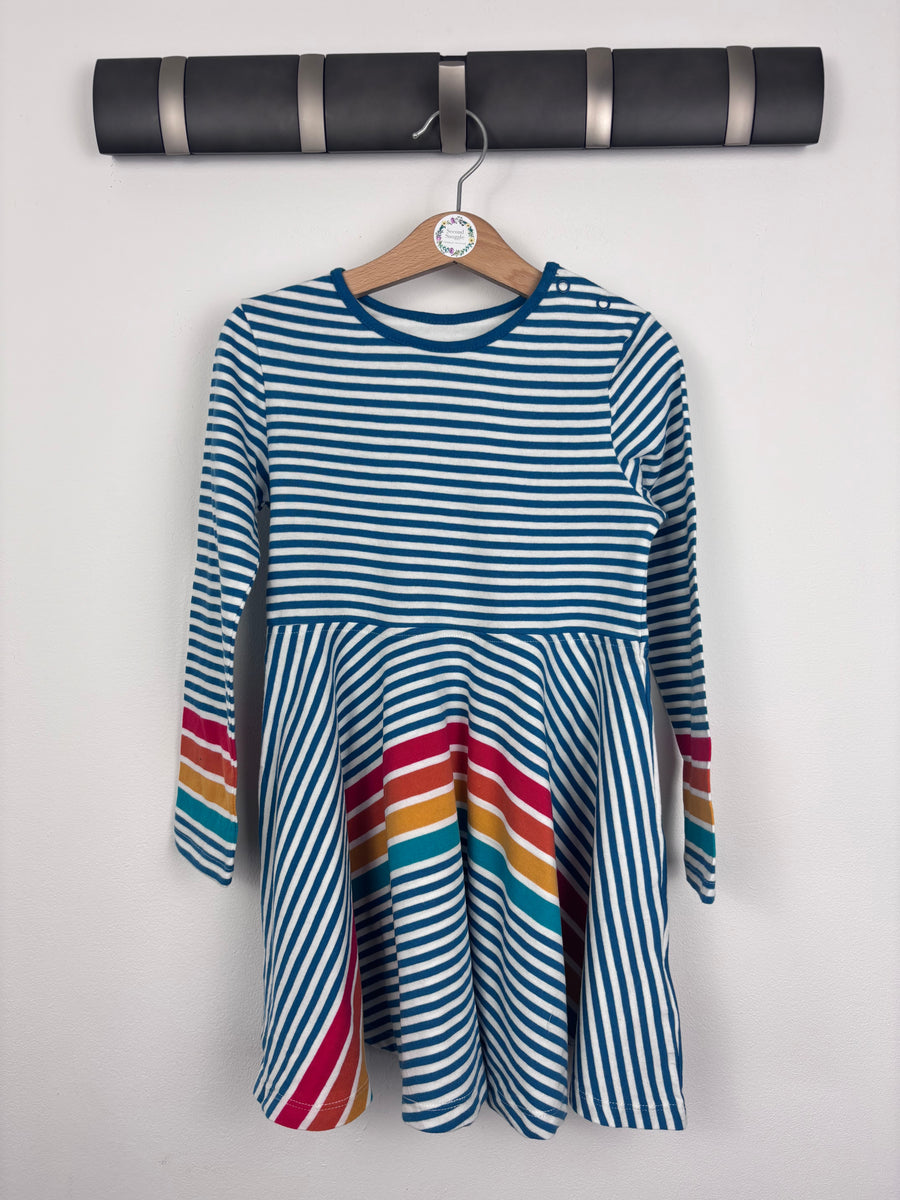 Frugi Rainbow Stripe Skater Dress 3–4 Years-Dresses-Second Snuggle Preloved