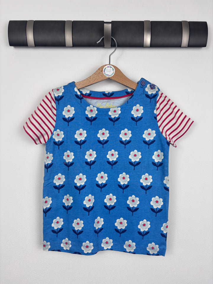 Mini Boden Blue Flower and Stripe T-Shirt 4–5 Years-Tops-Second Snuggle Preloved