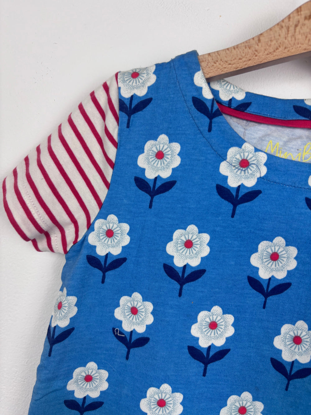 Mini Boden Blue Flower and Stripe T-Shirt 4–5 Years-Tops-Second Snuggle Preloved