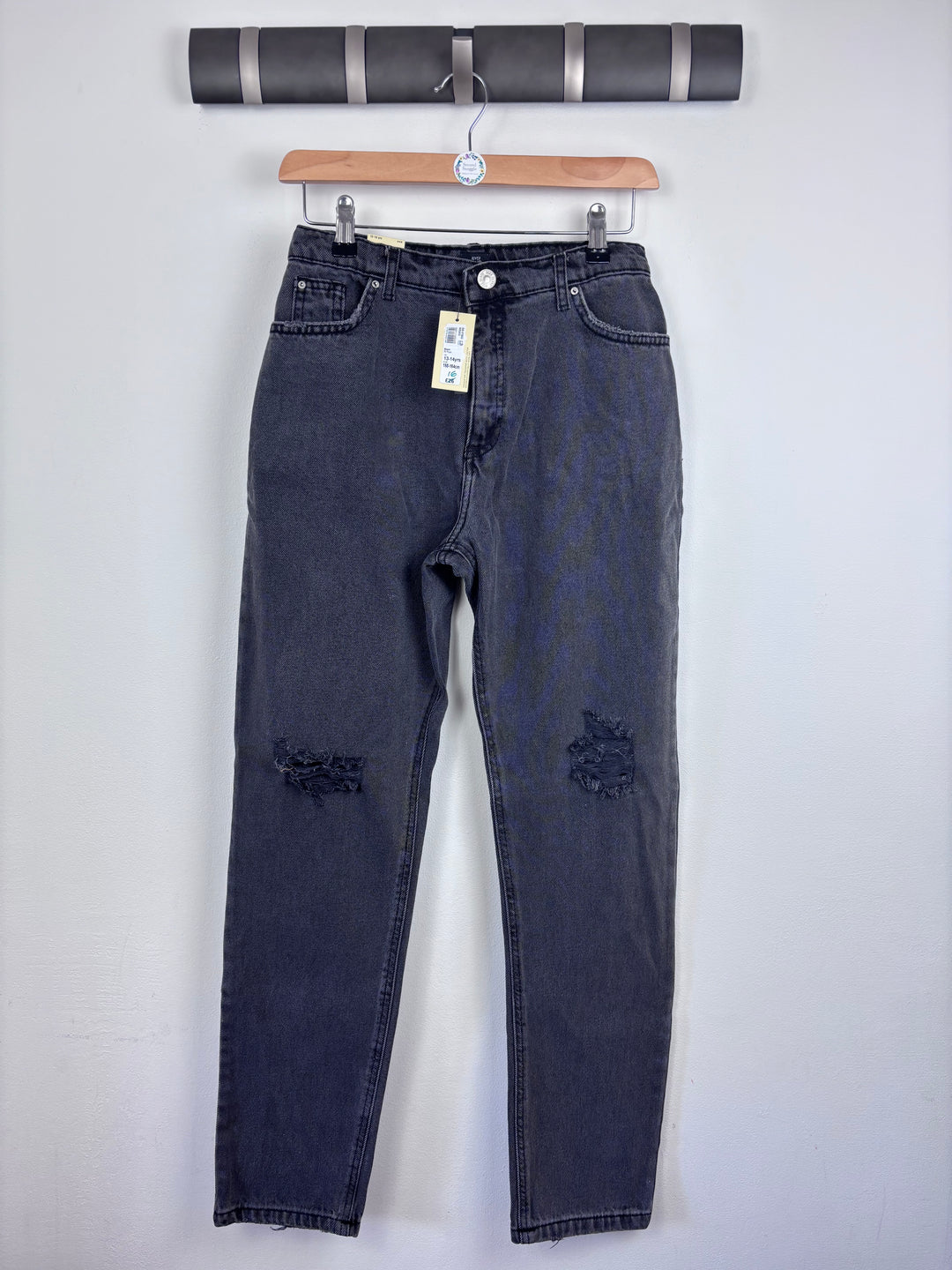 River Island Black Ripped Jeans 13–14 Years-Trousers-Second Snuggle Preloved