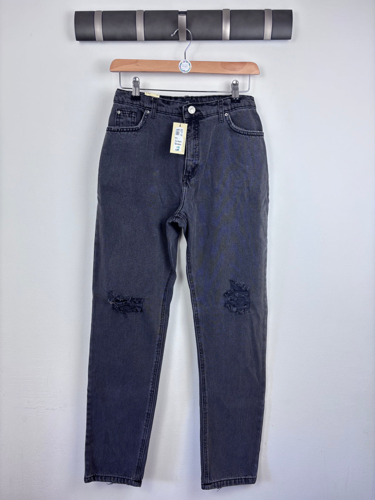 River Island Black Ripped Jeans 13–14 Years-Trousers-Second Snuggle Preloved