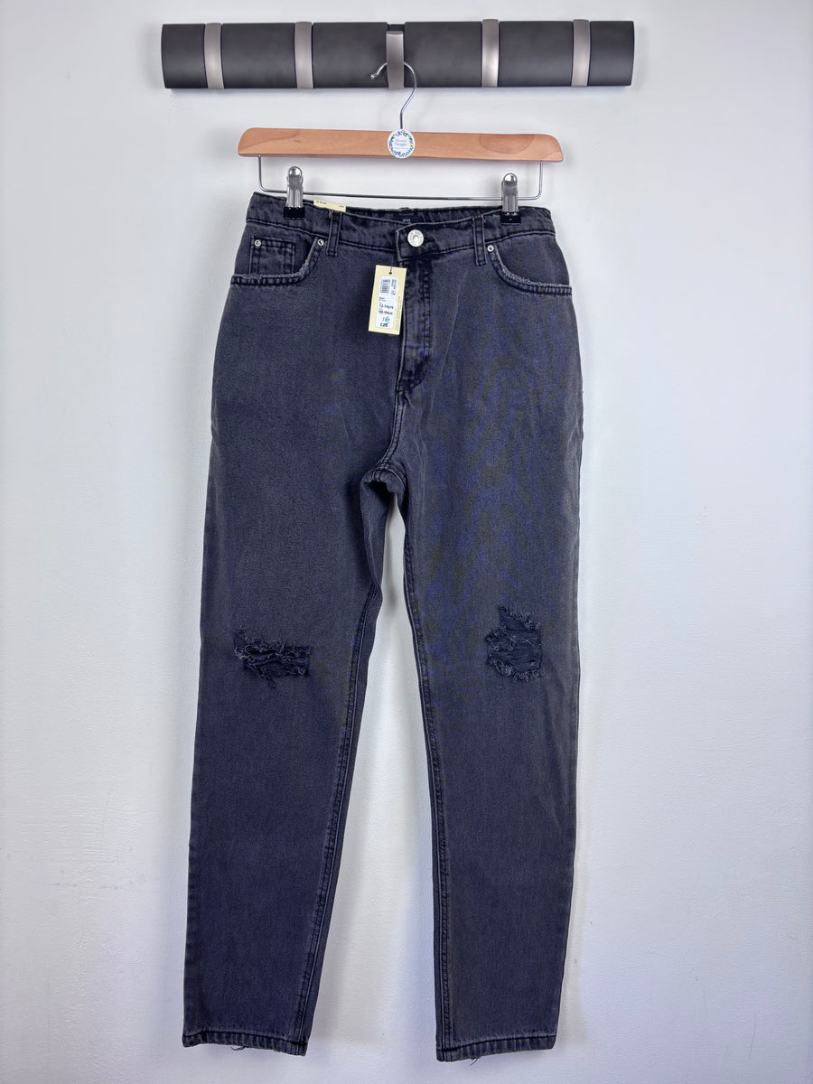 River Island Black Ripped Jeans 13–14 Years-Trousers-Second Snuggle Preloved