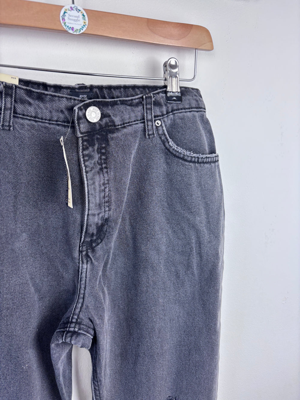 River Island Black Ripped Jeans 13–14 Years-Trousers-Second Snuggle Preloved