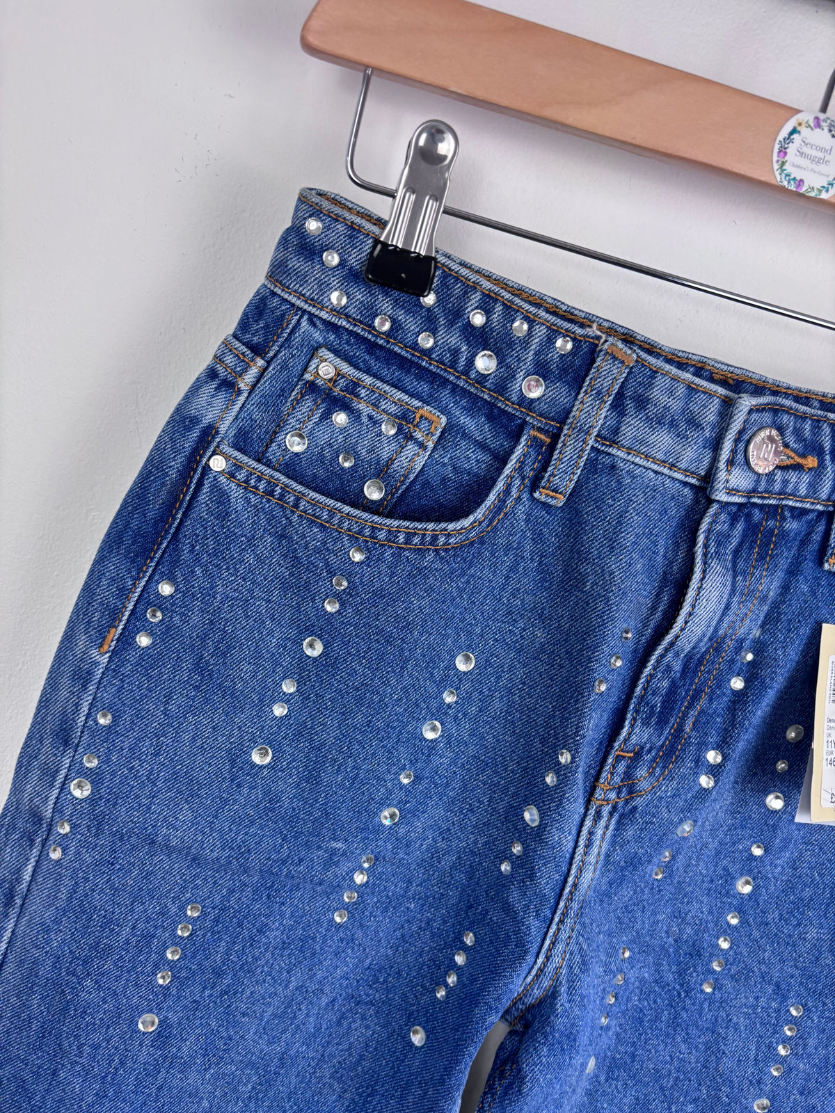 River Island Studded Blue Jeans 11 Years-Trousers-Second Snuggle Preloved