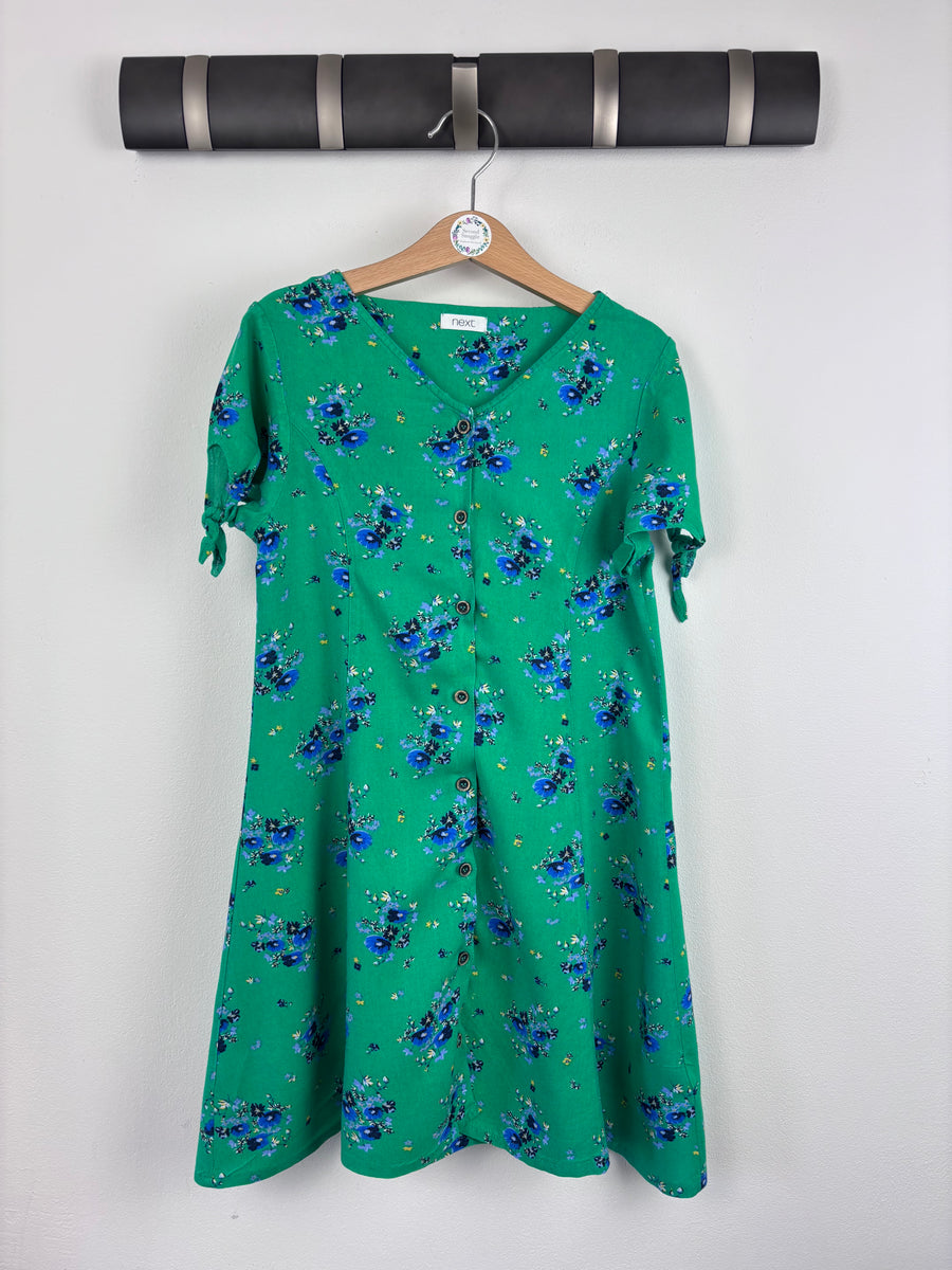 Next Green Floral Dress 9 Years-Dresses-Second Snuggle Preloved