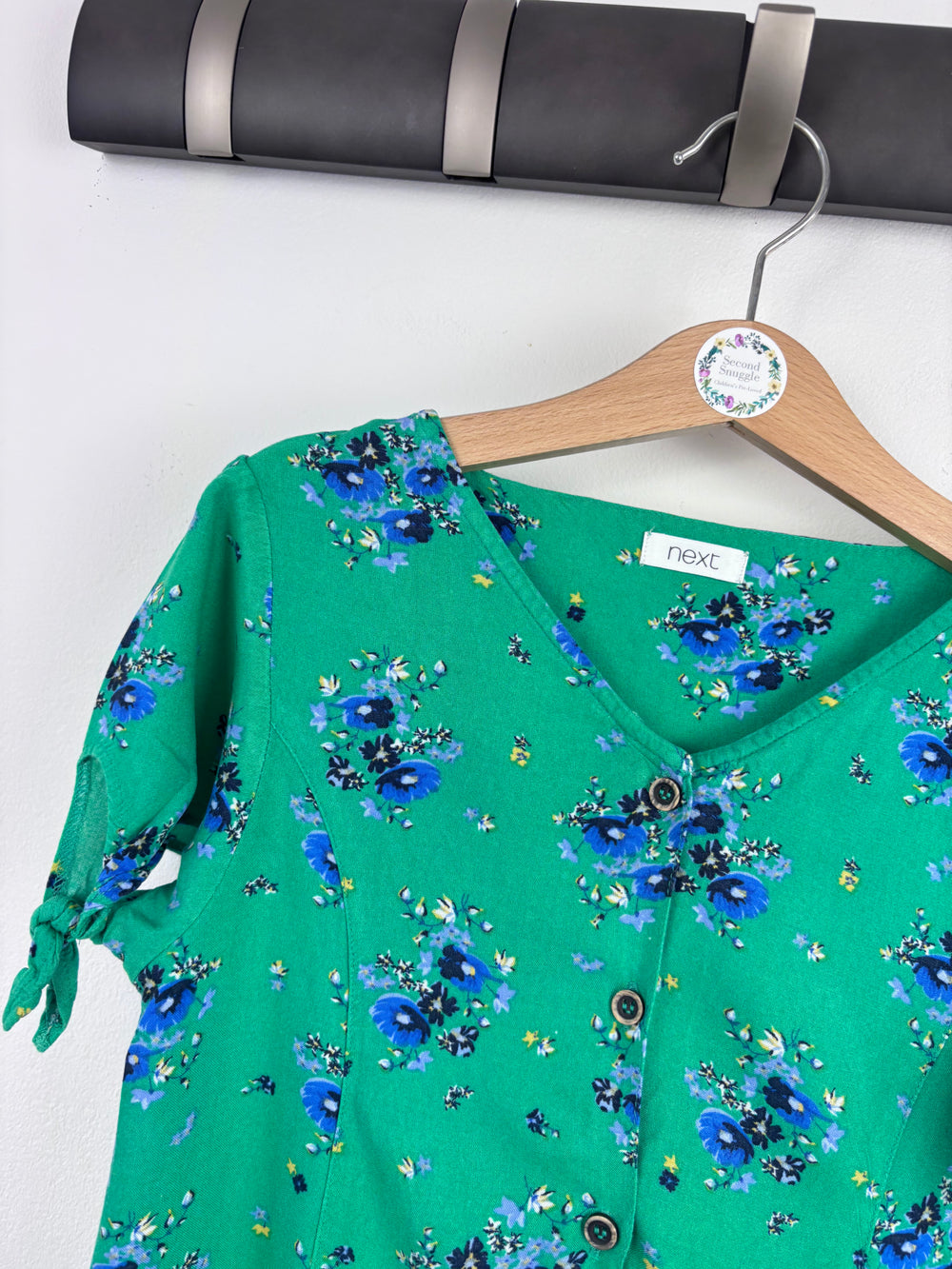 Next Green Floral Dress 9 Years-Dresses-Second Snuggle Preloved