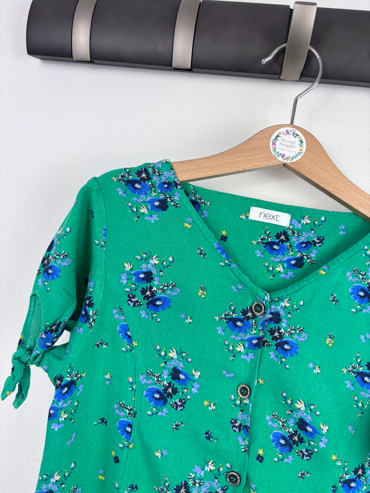 Next Green Floral Dress 9 Years-Dresses-Second Snuggle Preloved