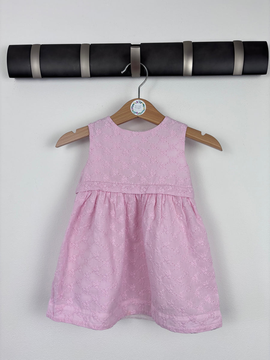 The Little White Company Pink Broderie Dress 6-9 Months-Dresses-Second Snuggle Preloved