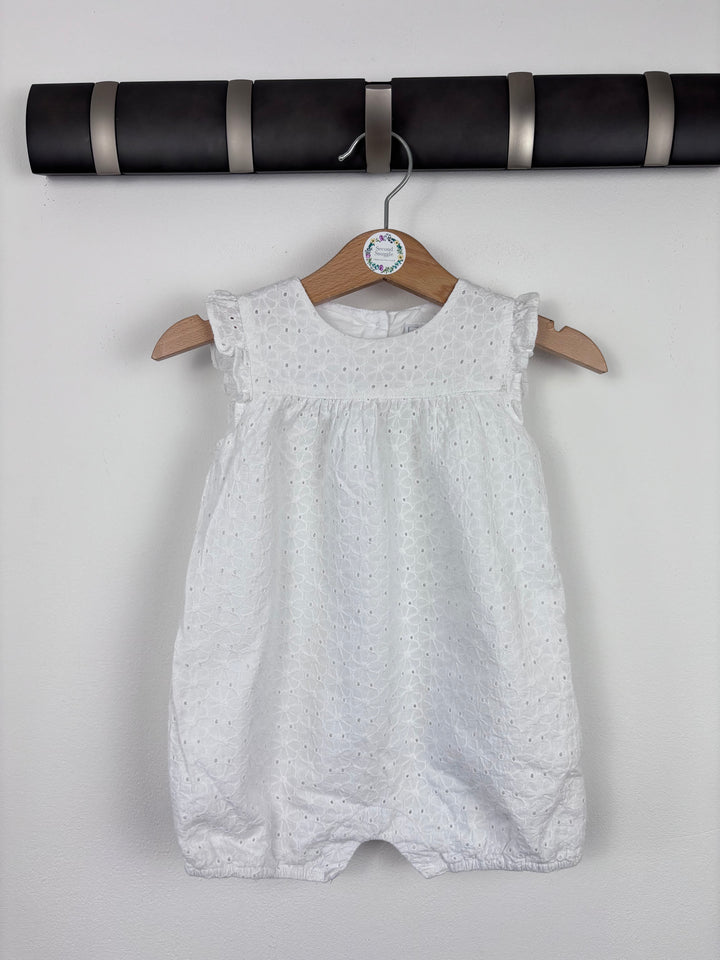 The Little White Company White Broderie Romper 6-9 Months-Rompers-Second Snuggle Preloved