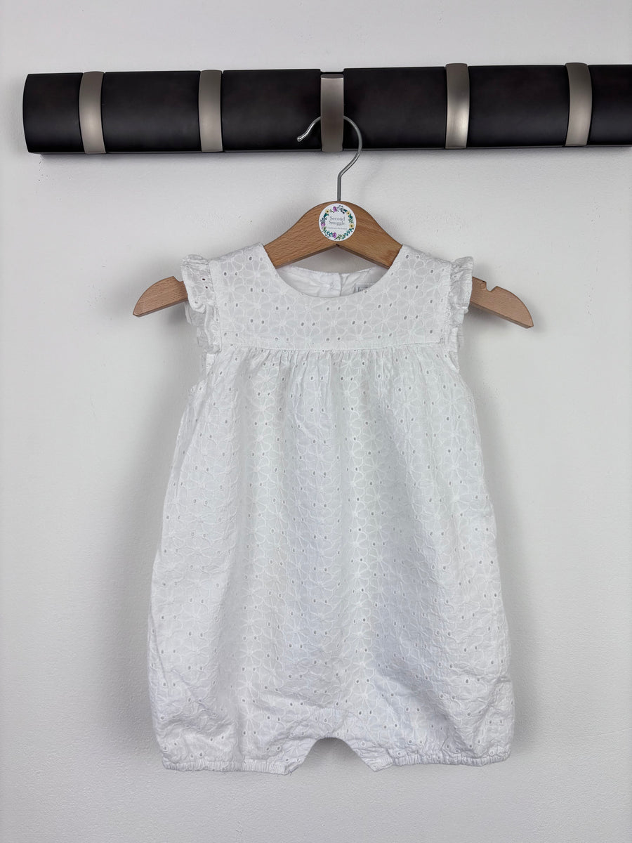 The Little White Company White Broderie Romper 6-9 Months-Rompers-Second Snuggle Preloved