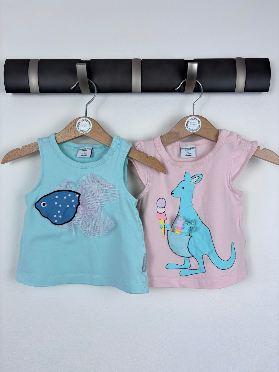 Polarn O. Pyret Blue Animal Print Vests 6-9 Months-Tops-Second Snuggle Preloved