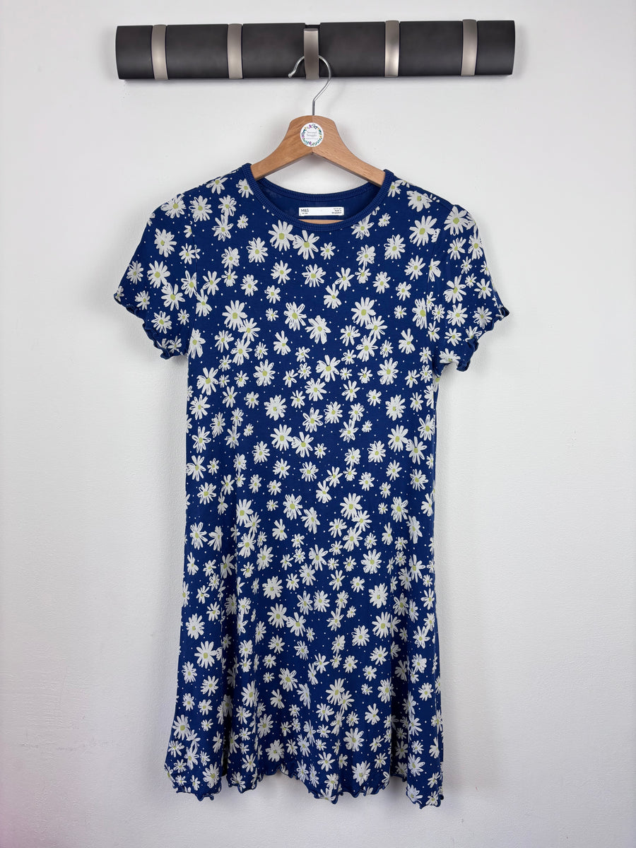 M&S Navy Daisy Print Jersey Dress 12-13 Years-Dresses-Second Snuggle Preloved