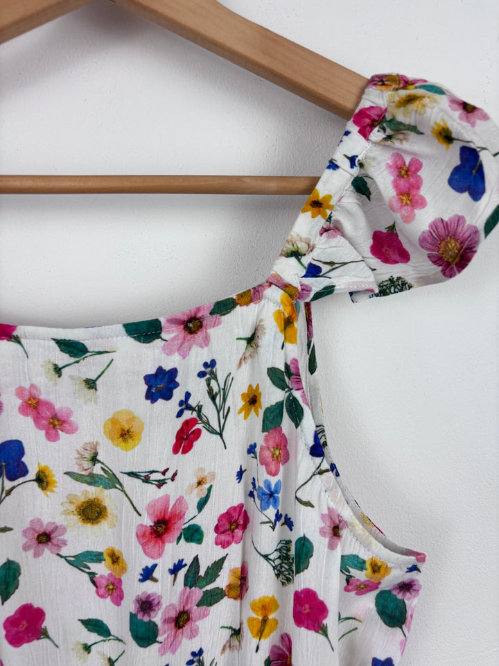 M&S White Floral Ruffle Playsuit 13-14 Years-Play Suits-Second Snuggle Preloved