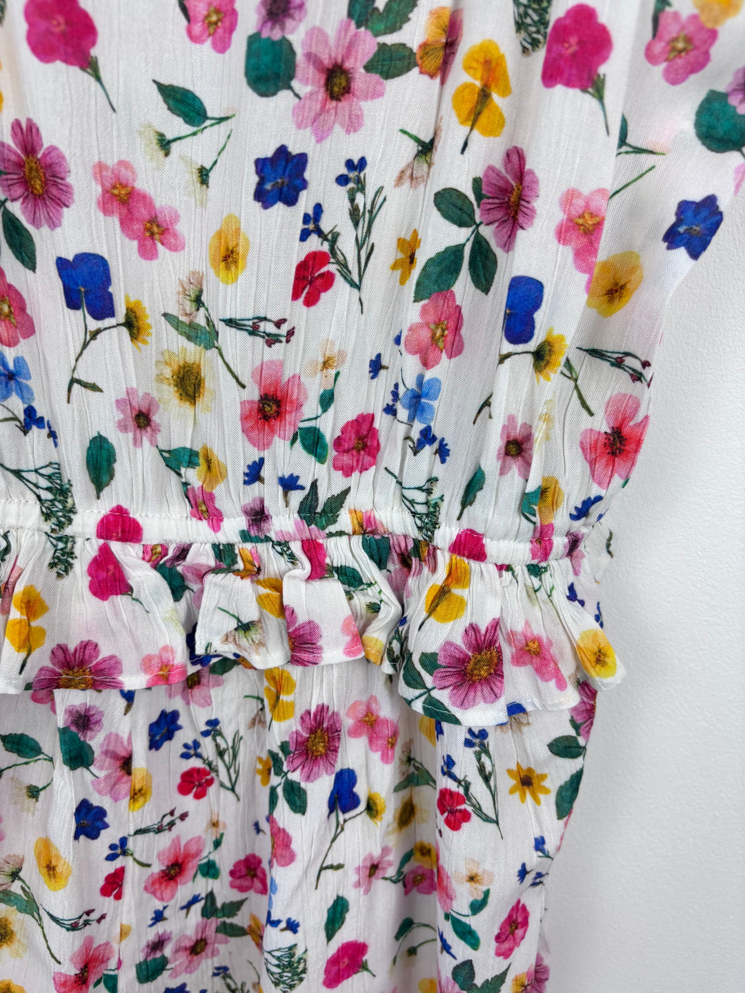 M&S White Floral Ruffle Playsuit 13-14 Years-Play Suits-Second Snuggle Preloved
