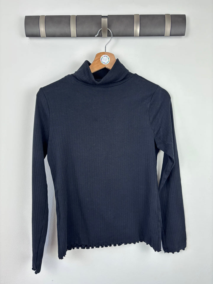 M&S Black Ribbed Long Sleeve Top 14-15 Years-Tops-Second Snuggle Preloved