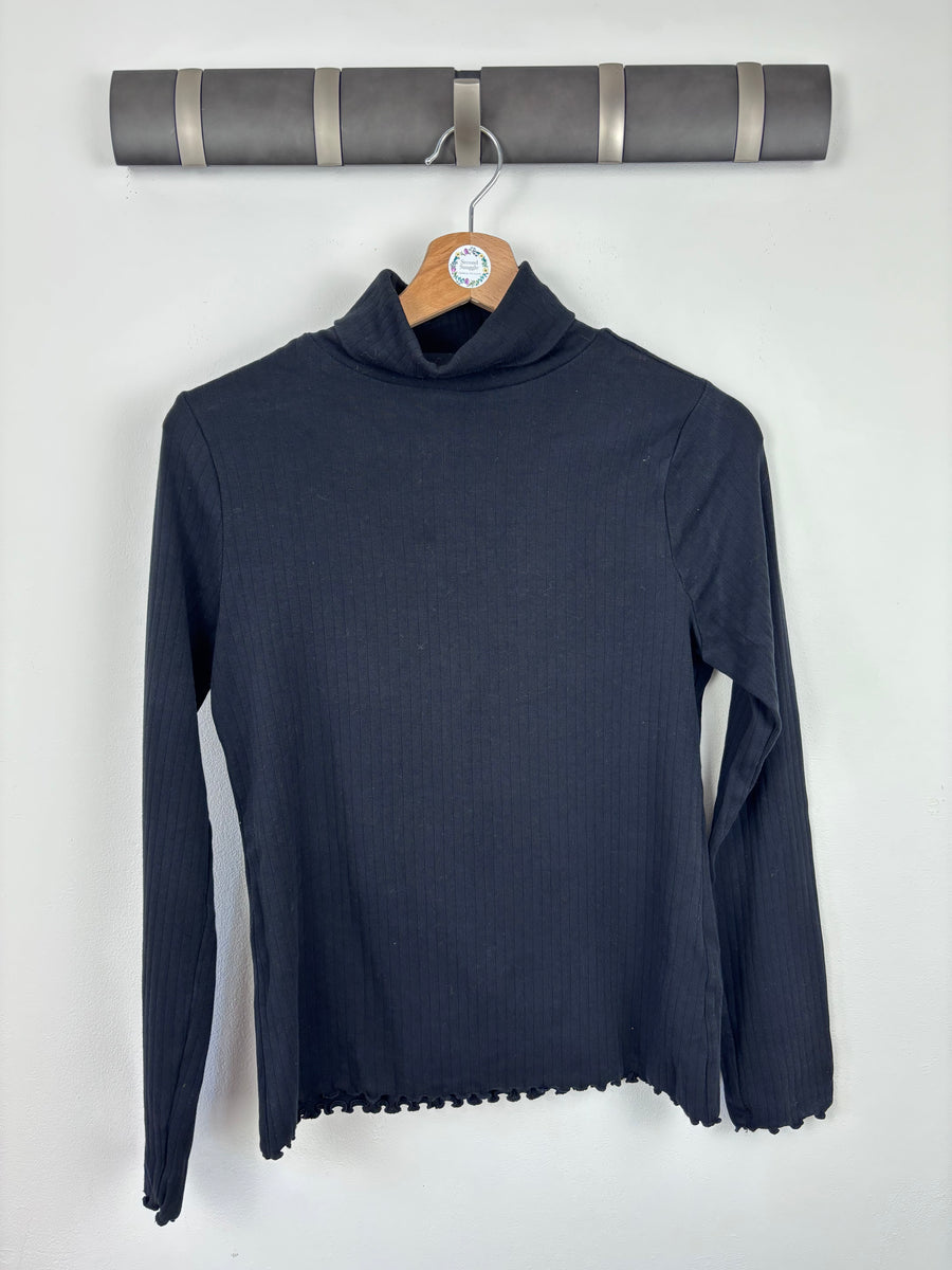 M&S Black Ribbed Long Sleeve Top 14-15 Years-Tops-Second Snuggle Preloved