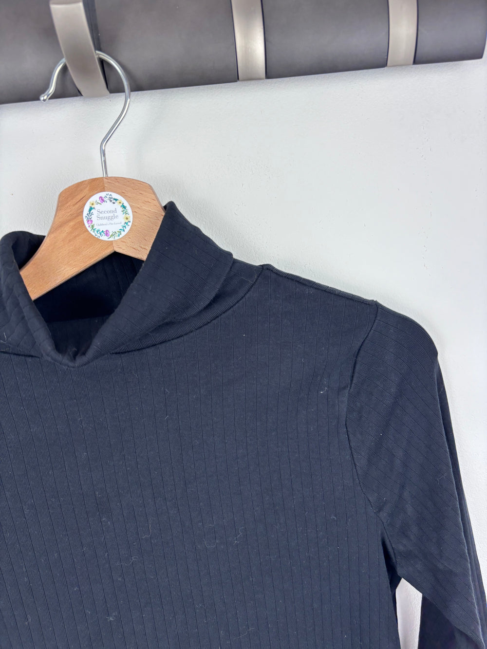 M&S Black Ribbed Long Sleeve Top 14-15 Years-Tops-Second Snuggle Preloved