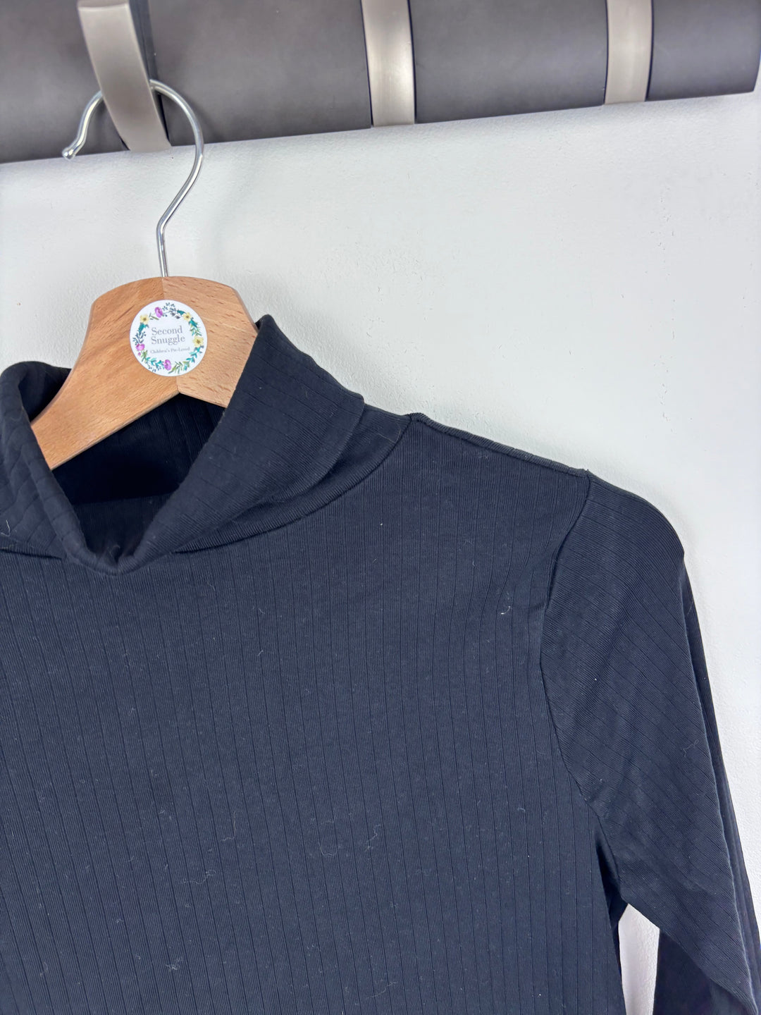 M&S Black Ribbed Long Sleeve Top 14-15 Years-Tops-Second Snuggle Preloved