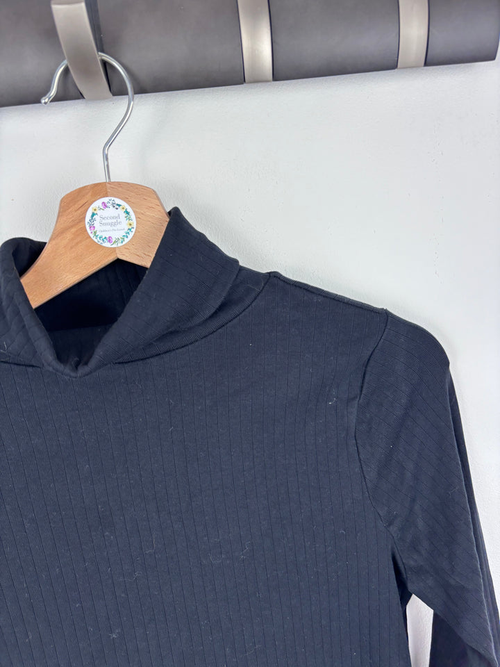 M&S Black Ribbed Long Sleeve Top 14-15 Years-Tops-Second Snuggle Preloved