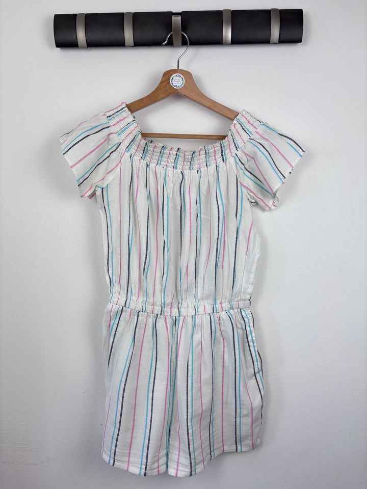 M&S White Stripe Off-Shoulder Playsuit 13-14 Years-Play Suits-Second Snuggle Preloved