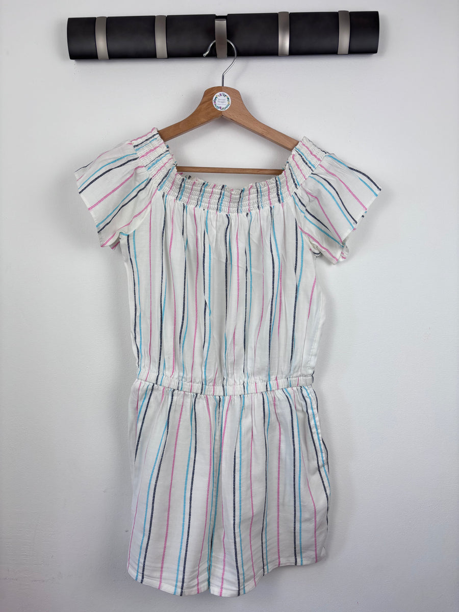 M&S White Stripe Off-Shoulder Playsuit 13-14 Years-Play Suits-Second Snuggle Preloved