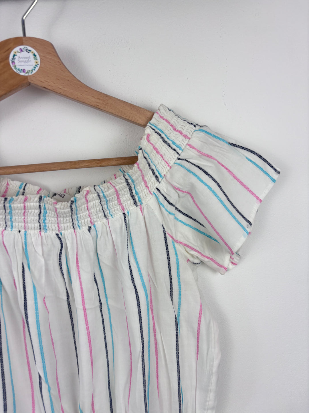 M&S White Stripe Off-Shoulder Playsuit 13-14 Years-Play Suits-Second Snuggle Preloved