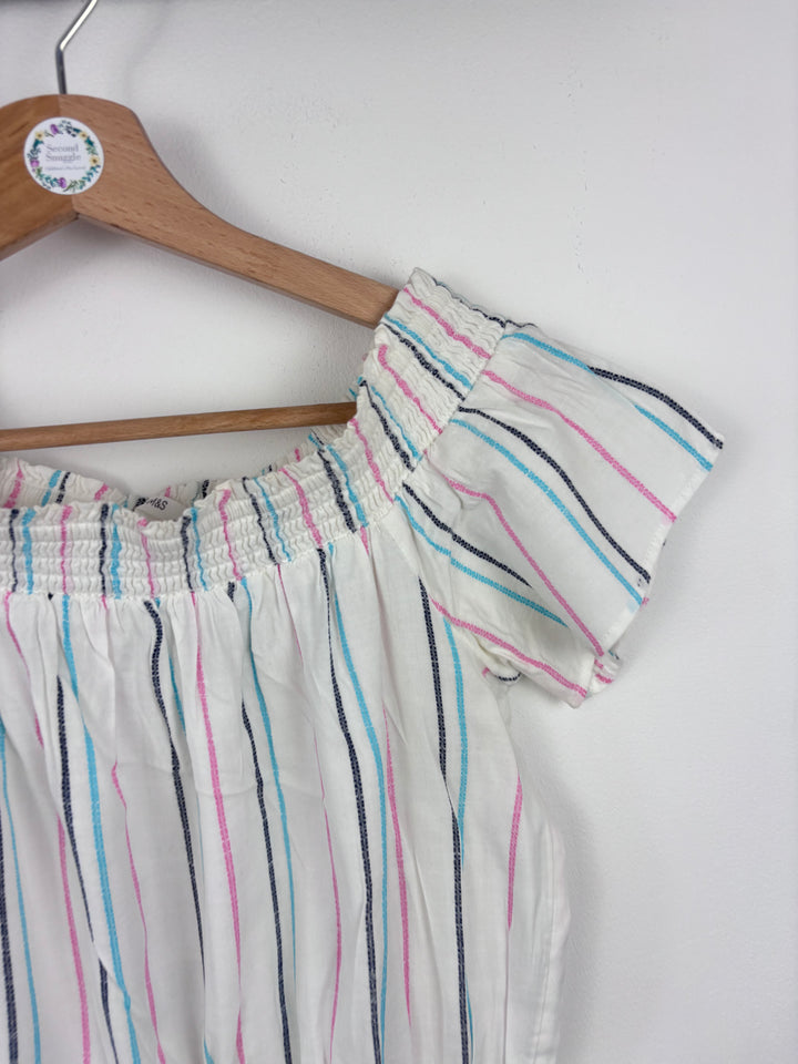 M&S White Stripe Off-Shoulder Playsuit 13-14 Years-Play Suits-Second Snuggle Preloved