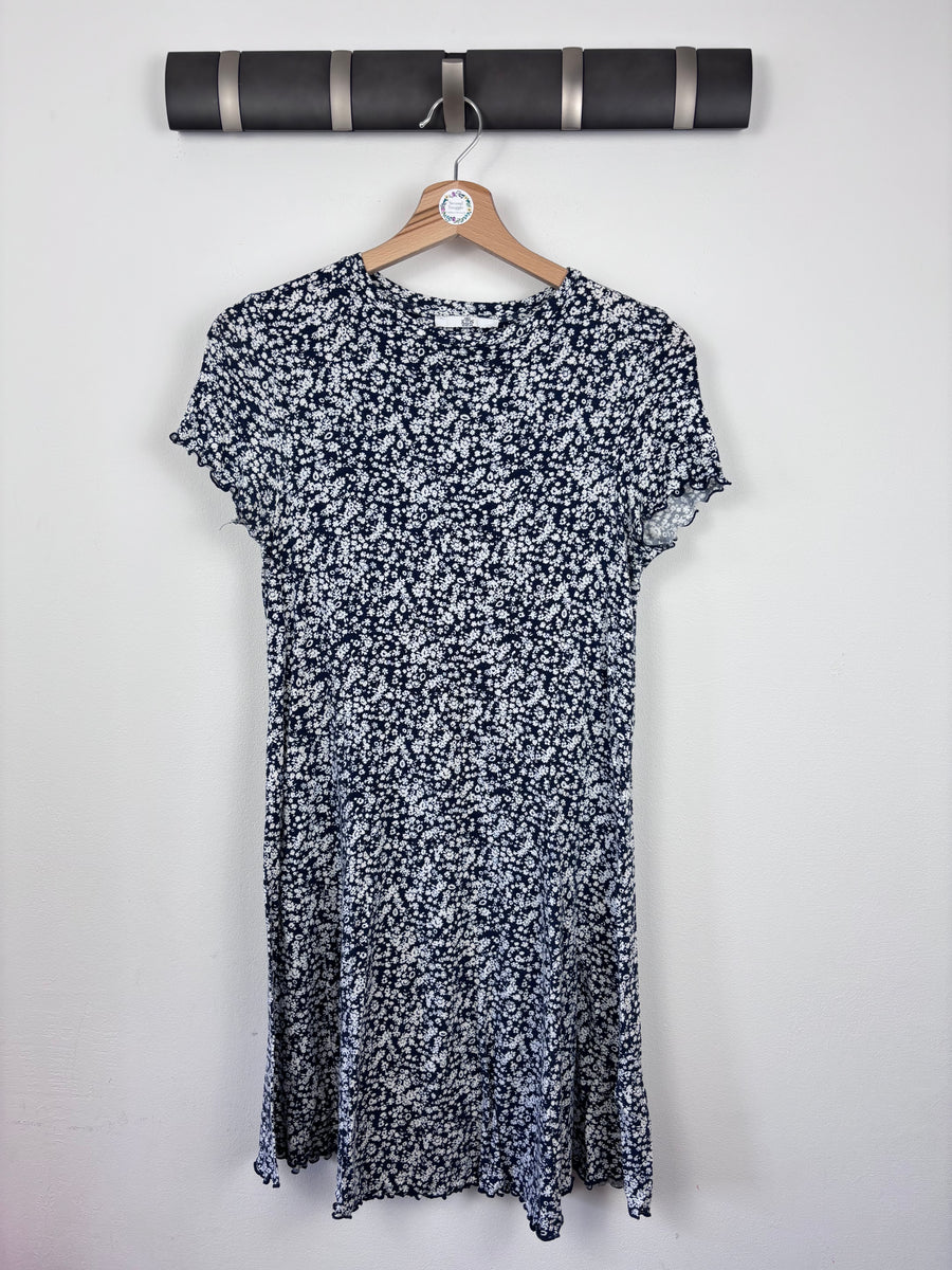 M&S Navy Floral Stretch Dress 12-13 Years-Dresses-Second Snuggle Preloved