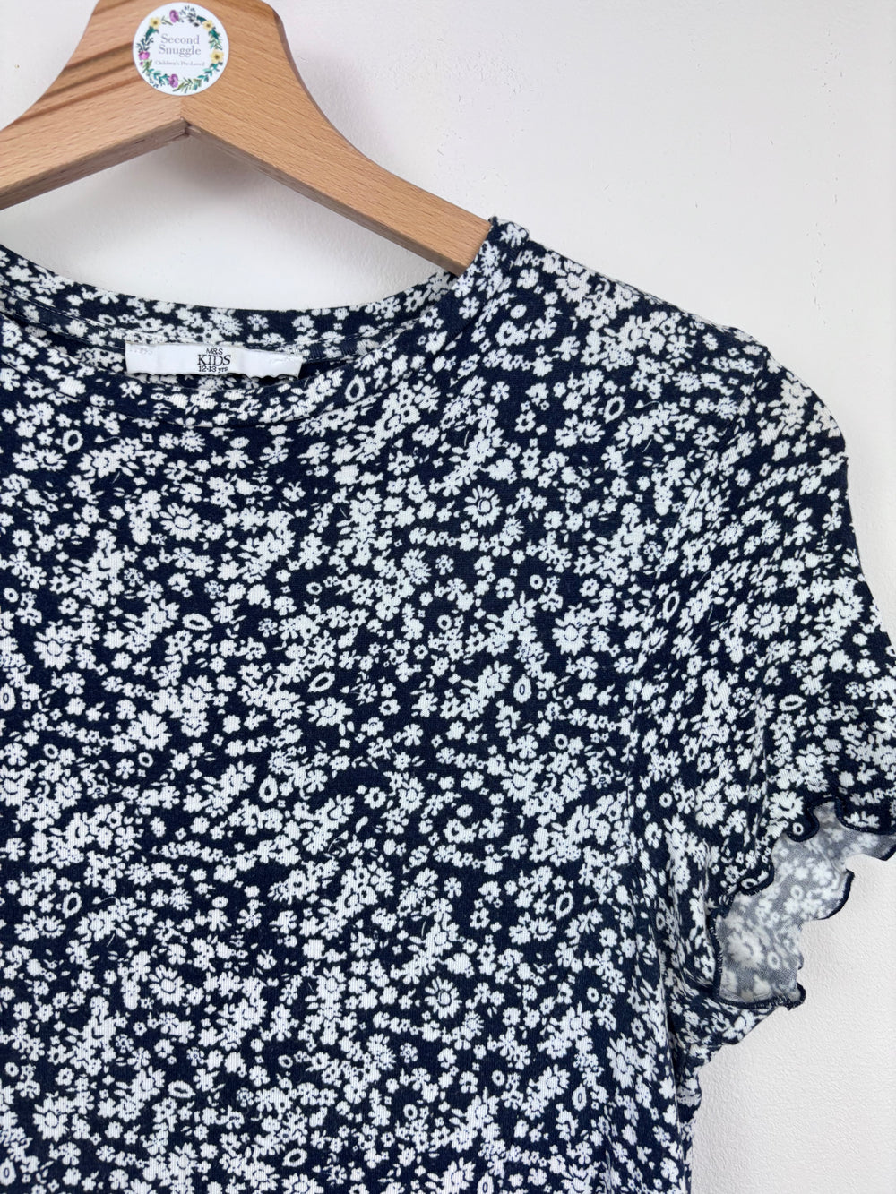 M&S Navy Floral Stretch Dress 12-13 Years-Dresses-Second Snuggle Preloved