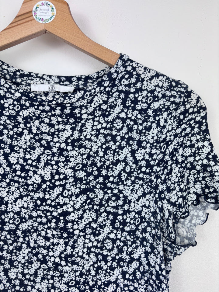 M&S Navy Floral Stretch Dress 12-13 Years-Dresses-Second Snuggle Preloved