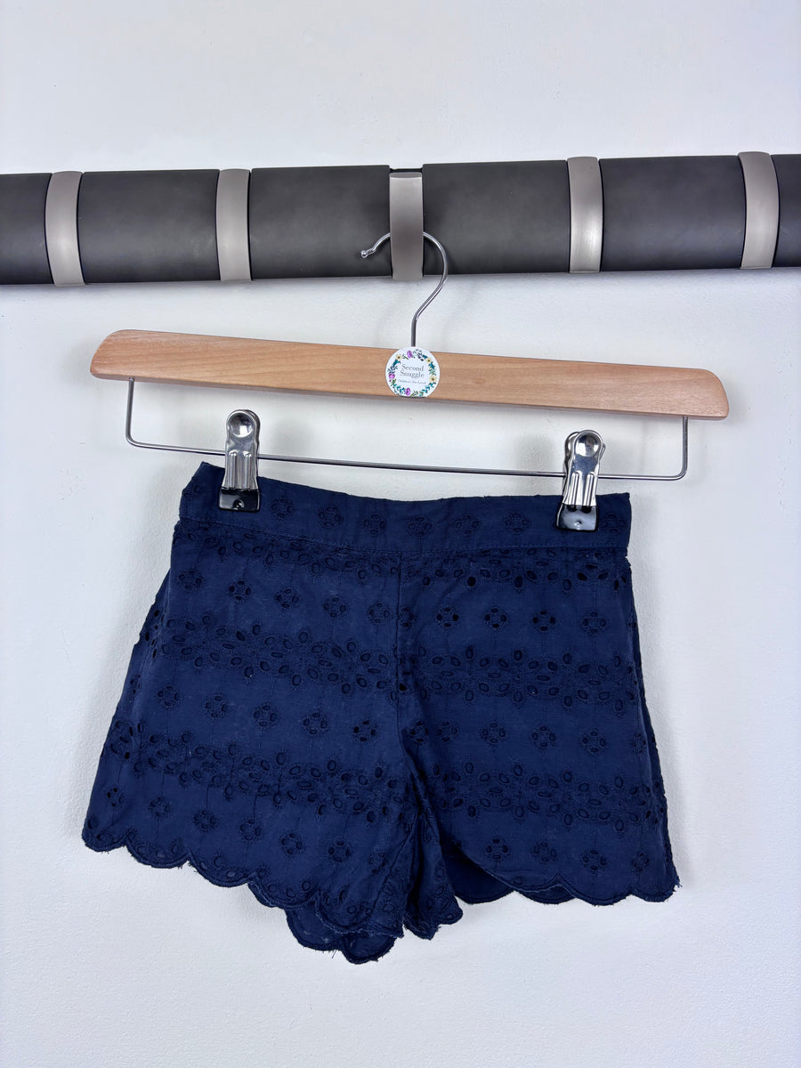 Next Navy Broderie Anglaise Cotton Shorts 3-4 Years-Shorts-Second Snuggle Preloved