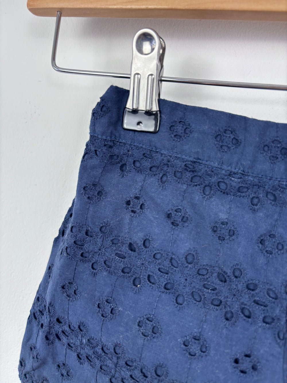 Next Navy Broderie Anglaise Cotton Shorts 3-4 Years-Shorts-Second Snuggle Preloved