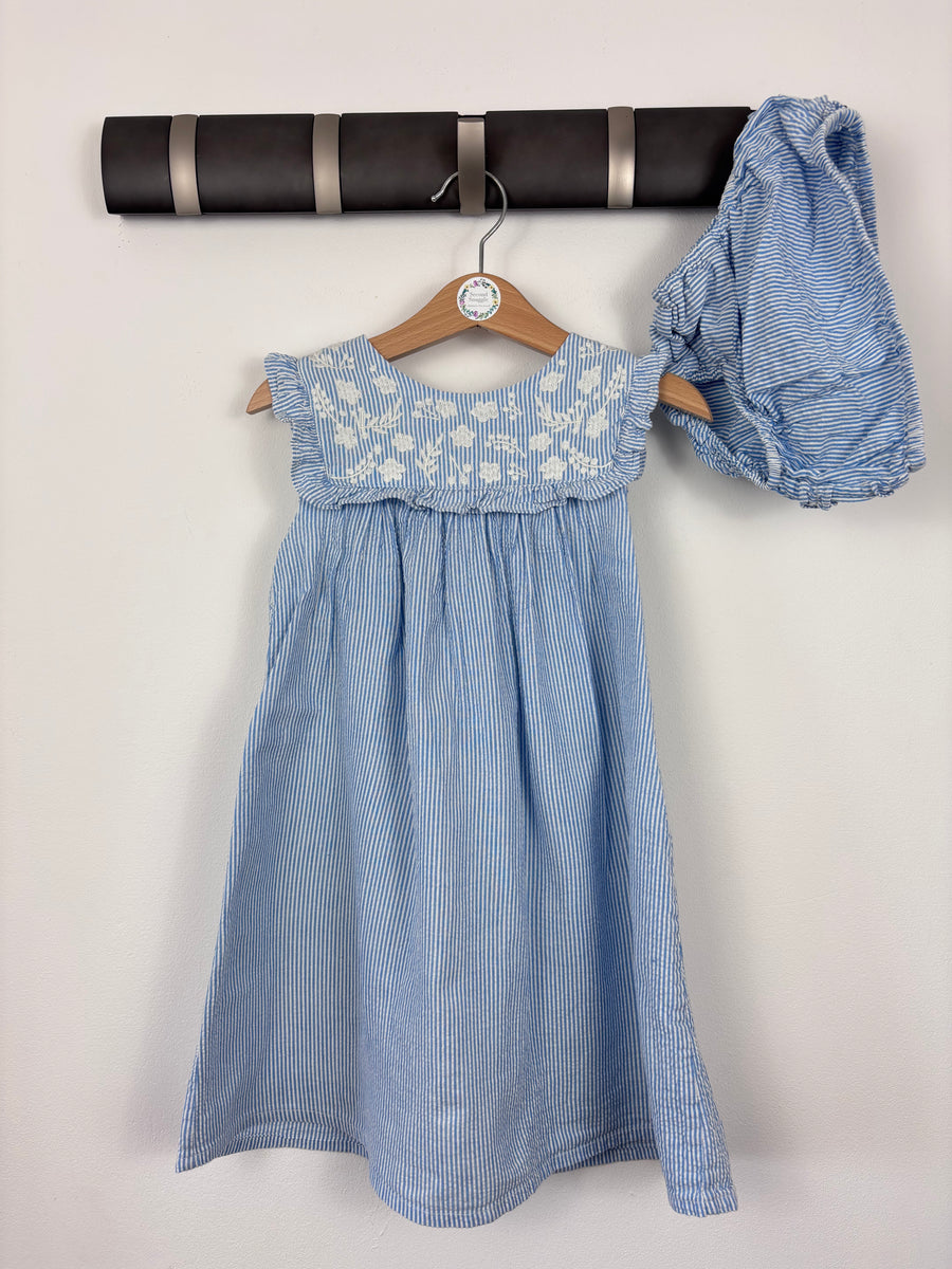 Baby Boden Blue Embroidered Summer Dress With Bloomers 3-4 Years-Dresses-Second Snuggle Preloved