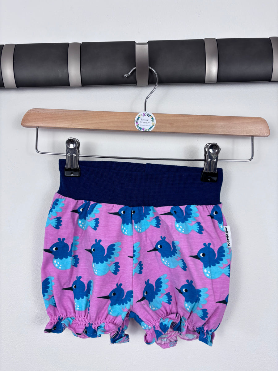 Maxomorra Purple Bird Print Shorts 98/104 (3-4 Years)-Shorts-Second Snuggle Preloved