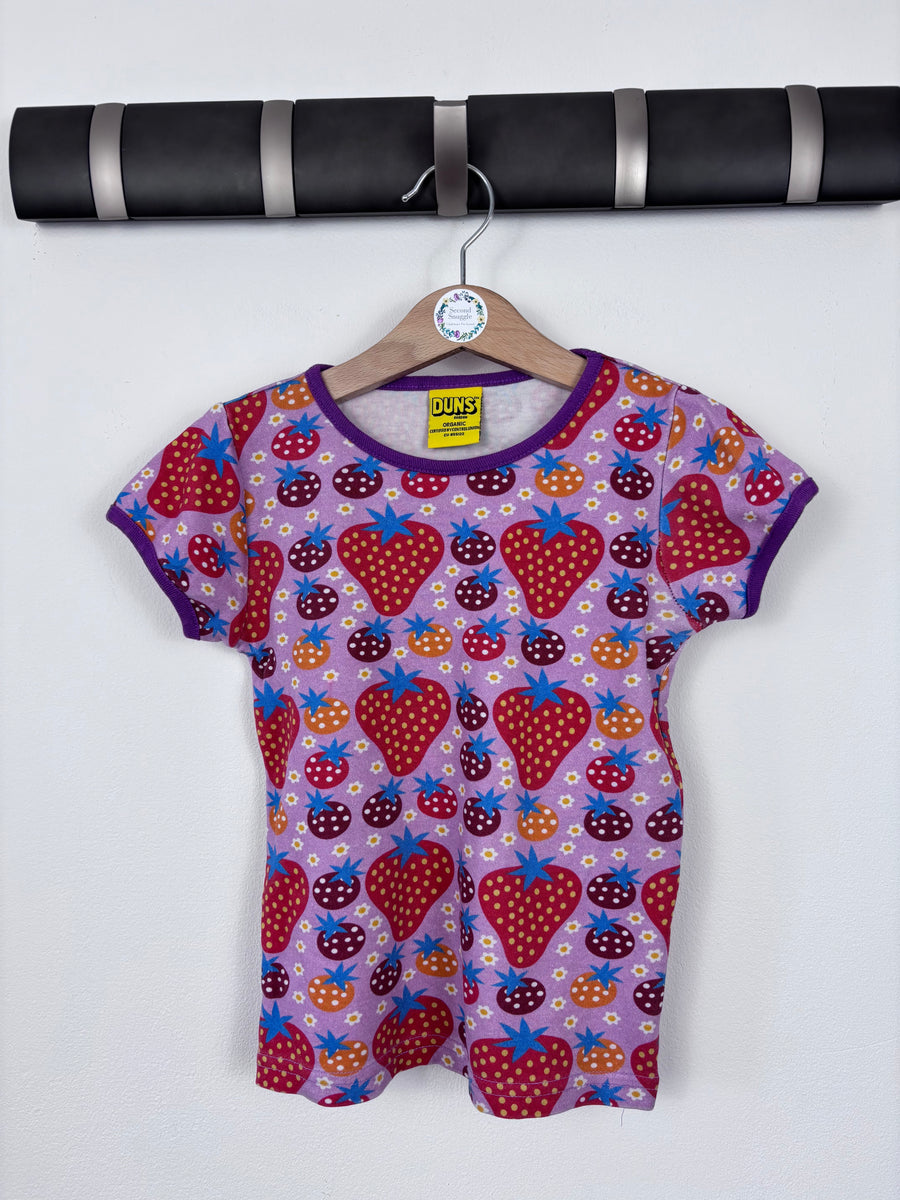 Duns Purple Strawberry Print Organic T-Shirt 104 (3-4 Years)-Tops-Second Snuggle Preloved