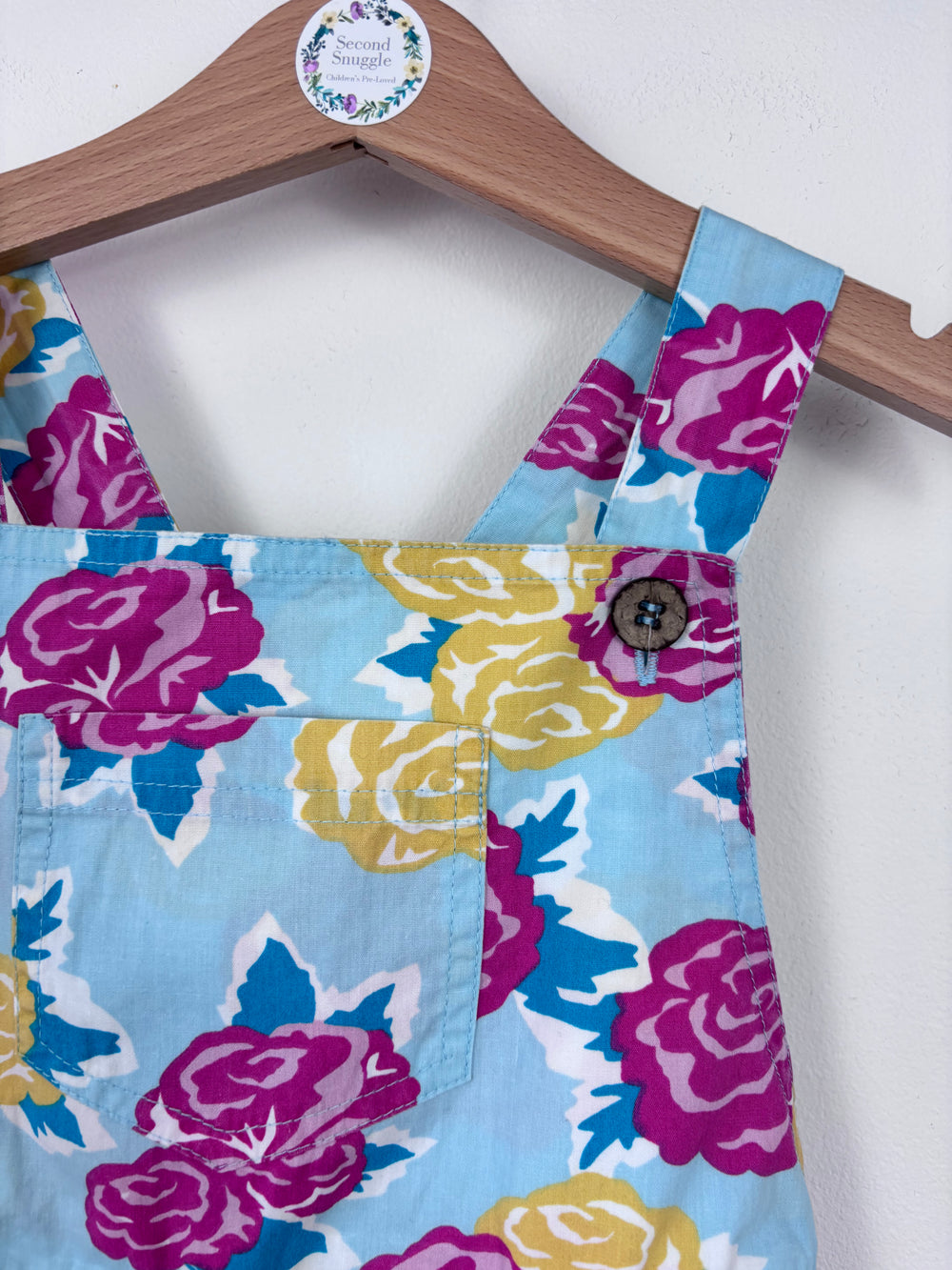 Kite Blue Rose Print Dungarees 3-4 Years-Dungarees-Second Snuggle Preloved
