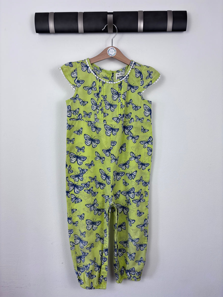 Kite Green Butterfly Print Jumpsuit 3-4 Years-Jump Suits-Second Snuggle Preloved