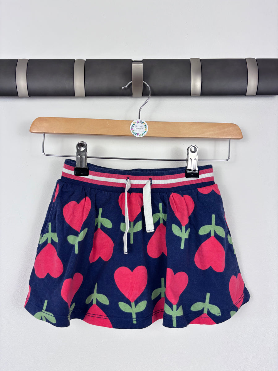 Mini Boden Navy Skirt With Pink Heart Flowers 3-4 Years-Skorts-Second Snuggle Preloved