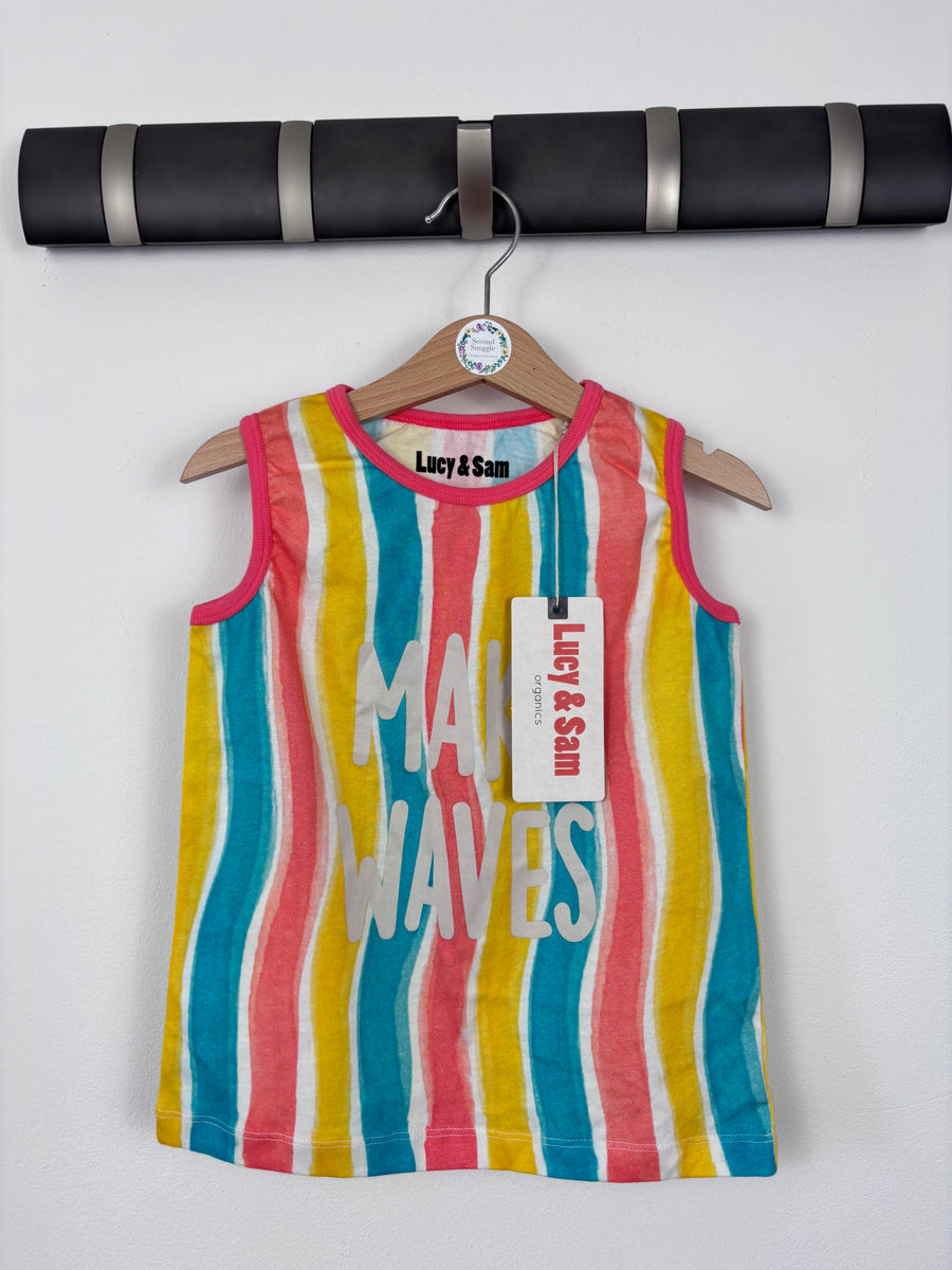 Lucy & Sam Organic Cotton Rainbow Striped Vest Top 3-4 Years-Tops-Second Snuggle Preloved