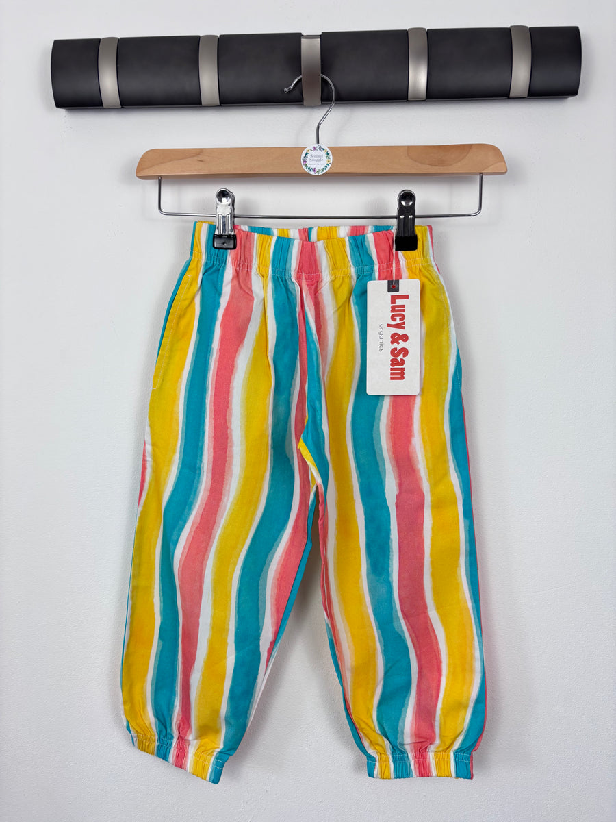 Lucy & Sam Organic Striped Cotton Pull-On Trousers 3-4 Years-Trousers-Second Snuggle Preloved