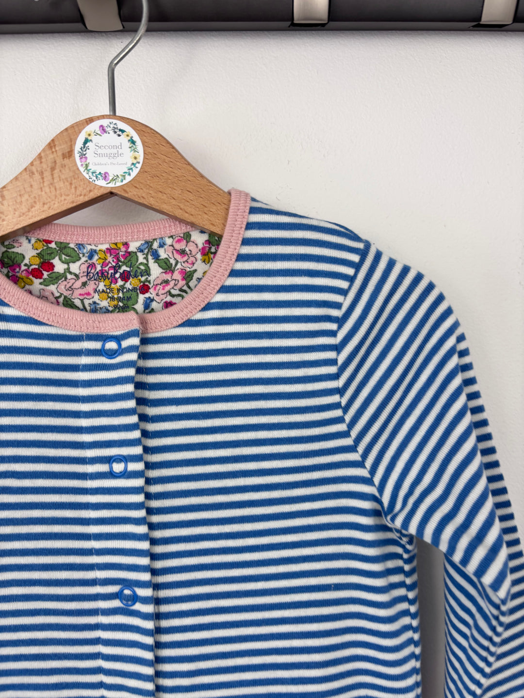 Baby Boden Blue Stripe Romper with Pink Trim 18-24 Months-Rompers-Second Snuggle Preloved