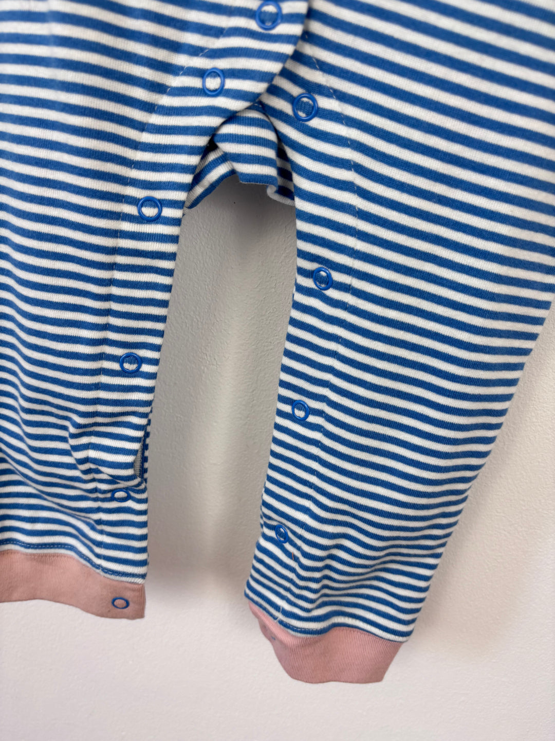 Baby Boden Blue Stripe Romper with Pink Trim 18-24 Months-Rompers-Second Snuggle Preloved