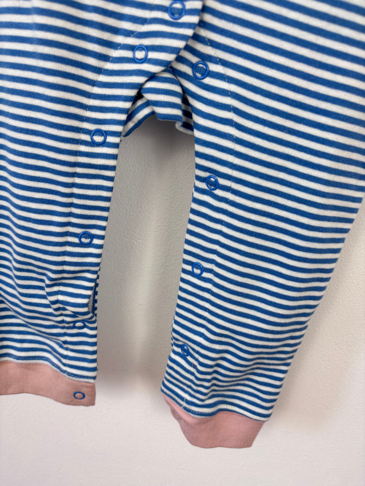 Baby Boden Blue Stripe Romper with Pink Trim 18-24 Months-Rompers-Second Snuggle Preloved