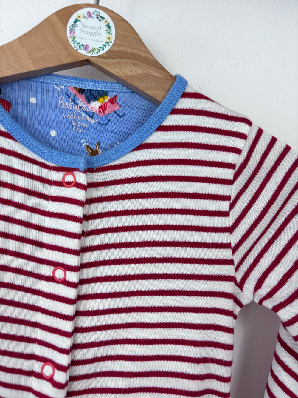Baby Boden Red Stripe Zip Romper 18-24 Months-Rompers-Second Snuggle Preloved
